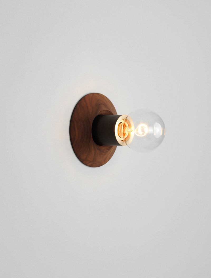 Wood Minimalist shown in Blackened Brass, Black Walnut